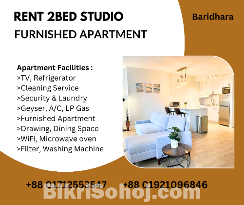 Furnished 2 Bed Studio Apartment RENT in Baridhara.